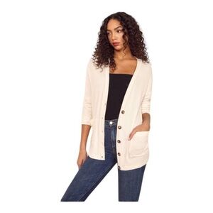 Reformation Jeans • SM • Ribbed Long Sleeve Button Up V-Neck Cardigan Top
